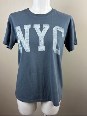 Retro soft cozy worn in Grayson Threads Slate Blue NYC Graphic Tee
